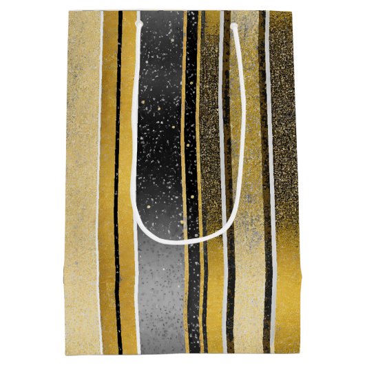 Zwart Goud Kerstmis Fa La Patroon # 27 ID1009 Medium Cadeauzakje (Achterkant)