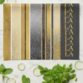 Zwart Goud Kerstmis Fa La Patroon # 27 ID1009 Theedoek (Gevouwen)