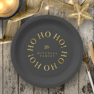 Zwart Goud Kerstmis Ho Ho ID1009 Papieren Bordje