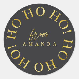 Zwart Goud Kerstmis Ho Ho ID1009 Ronde Sticker