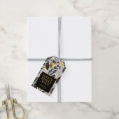 Zwart Goud Kerstmis Merry Patroon#21 ID1009 Cadeaulabel (Met Touw)