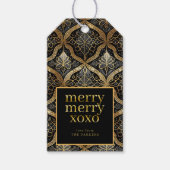 Zwart Goud Kerstmis Merry Patroon#31 ID1009 Cadeaulabel (Voorkant)