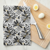 Zwart Goud Kerstmis Merry Pattern#17 ID1009 Theedoek (Quarter Fold)