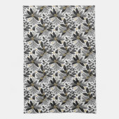 Zwart Goud Kerstmis Merry Pattern#17 ID1009 Theedoek (Verticaal)
