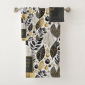 Zwart Goud Kerstmis Merry Pattern#21 ID1009 Bad Handdoek (Insitu)