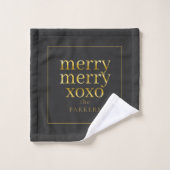 Zwart Goud Kerstmis Merry Pattern#21 ID1009 Bad Handdoek (Wasdoekje)