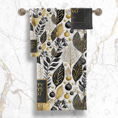 Zwart Goud Kerstmis Merry Pattern#21 ID1009 Bad Handdoek