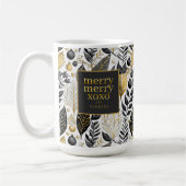 Zwart Goud Kerstmis Merry Pattern#21 ID1009 Koffiemok (Links)