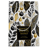 Zwart Goud Kerstmis Merry Pattern#21 ID1009 Medium Cadeauzakje (Voorkant)