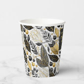 Zwart Goud Kerstmis Merry Pattern#21 ID1009 Papieren Bekers (Rechts)