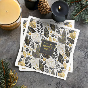 Zwart Goud Kerstmis Merry Pattern#21 ID1009 Servet