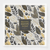 Zwart Goud Kerstmis Merry Pattern#21 ID1009 Servet (Voorkant)