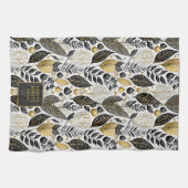 Zwart Goud Kerstmis Merry Pattern#21 ID1009 Theedoek (Horizontaal)