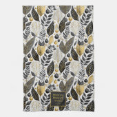 Zwart Goud Kerstmis Merry Pattern#21 ID1009 Theedoek (Verticaal)