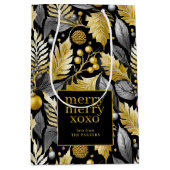 Zwart Goud Kerstmis Merry Pattern#22 ID1009 Medium Cadeauzakje (Voorkant)