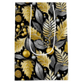 Zwart Goud Kerstmis Merry Pattern#22 ID1009 Medium Cadeauzakje (Achterkant)