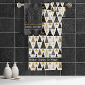 Zwart Goud Kerstmis Merry Pattern#25 ID1009 Bad Handdoek