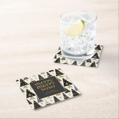 Zwart Goud Kerstmis Merry Pattern#25 ID1009 Kartonnen Onderzetters (Insitu)