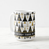 Zwart Goud Kerstmis Merry Pattern#25 ID1009 Koffiemok (Voorkant links)