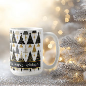 Zwart Goud Kerstmis Merry Pattern#25 ID1009 Koffiemok