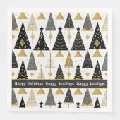 Zwart Goud Kerstmis Merry Pattern#25 ID1009 Servet (Voorkant)