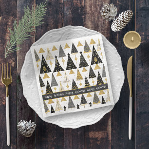 Zwart Goud Kerstmis Merry Pattern#25 ID1009 Servet