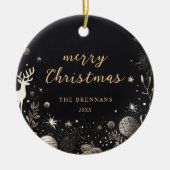 Zwart Goud Kerstmis Modern Elegant Feestelijk Unie Keramisch Ornament (Voorkant)