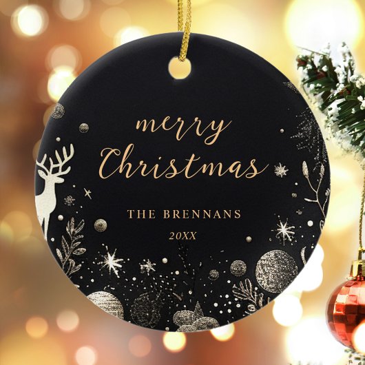 Zwart Goud Kerstmis Modern Elegant Feestelijk Unie Keramisch Ornament