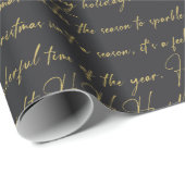 Zwart Goud Kerstmis Typografie Patroon#36 ID1009 Cadeaupapier (Rol Hoek)