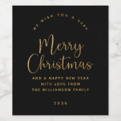 Zwart Goud Kerstmis Wijn Label Wijn Etiket (Enkel label)