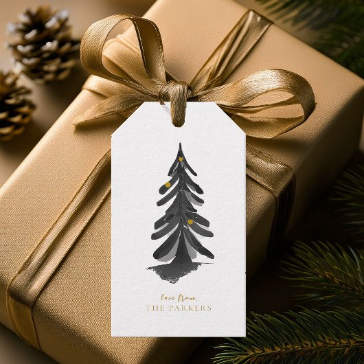 Zwart Goud Kerstmispatroon#10 ID1009 Cadeaulabel