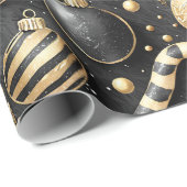 Zwart Goud Kerstmispatroon#12 ID1009 Cadeaupapier (Rol Hoek)