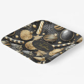 Zwart Goud Kerstmispatroon#12 ID1009 Papieren Bordje (Gebogen)