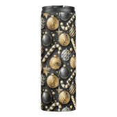 Zwart Goud Kerstmispatroon#12 ID1009 Thermosbeker (Achterkant)