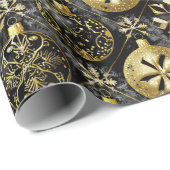 Zwart Goud Kerstmispatroon#20 ID1009 Cadeaupapier (Rol Hoek)