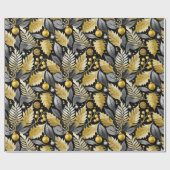 Zwart Goud Kerstmispatroon#22 ID1009 Cadeaupapier (Vlak)