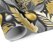 Zwart Goud Kerstmispatroon#22 ID1009 Cadeaupapier (Rol Hoek)