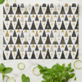 Zwart Goud Kerstmispatroon#25 ID1009 Theedoek (Gevouwen)