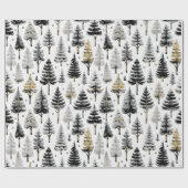 Zwart Goud Kerstmispatroon#26 ID1009 Cadeaupapier (Vlak)