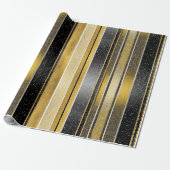 Zwart Goud Kerstmispatroon#27 ID1009 Cadeaupapier (Uitgerold)