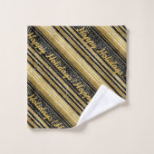 Zwart Goud Kerstmispatroon#28 ID1009 Bad Handdoek (Wasdoekje)