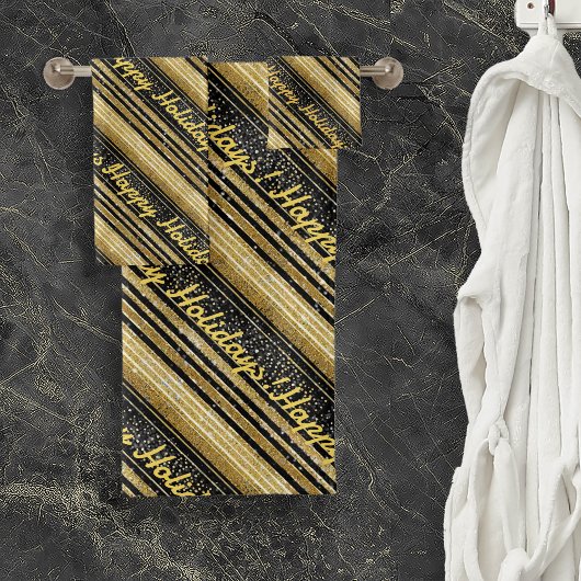 Zwart Goud Kerstmispatroon#28 ID1009 Bad Handdoek