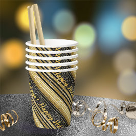 Zwart Goud Kerstmispatroon#28 ID1009 Papieren Bekers