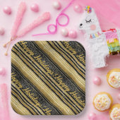 Zwart Goud Kerstmispatroon#28 ID1009 Papieren Bordje (Feest)