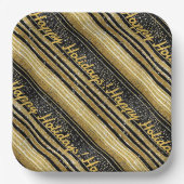 Zwart Goud Kerstmispatroon#28 ID1009 Papieren Bordje (Voorkant)