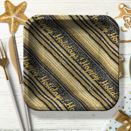 Zwart Goud Kerstmispatroon#28 ID1009 Papieren Bordje