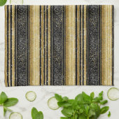 Zwart Goud Kerstmispatroon#28 ID1009 Theedoek (Gevouwen)