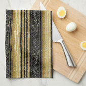 Zwart Goud Kerstmispatroon#28 ID1009 Theedoek (Quarter Fold)