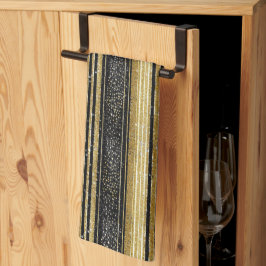 Zwart Goud Kerstmispatroon#28 ID1009 Theedoek