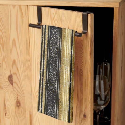 Zwart Goud Kerstmispatroon#28 ID1009 Theedoek (Derde Gevouwen)